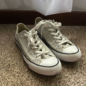 Light Grey Low Top Converse- Size 9.5